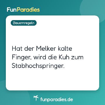 Hat der Melker kalte Finger, wird die Kuh zum Stabhochspringer.
